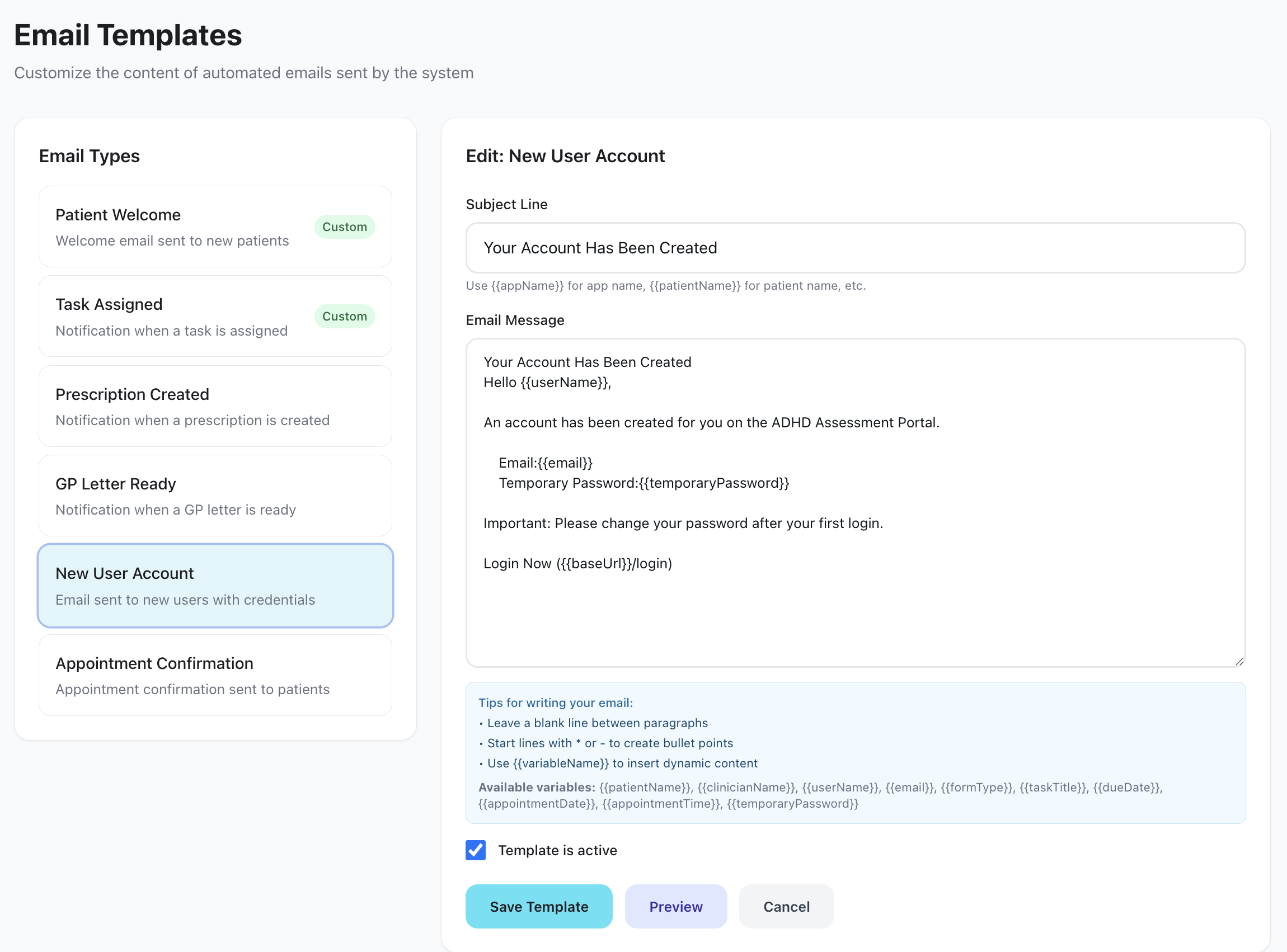 SmartFlow ADHD patient journey management showing ADHD assessment pathway stages